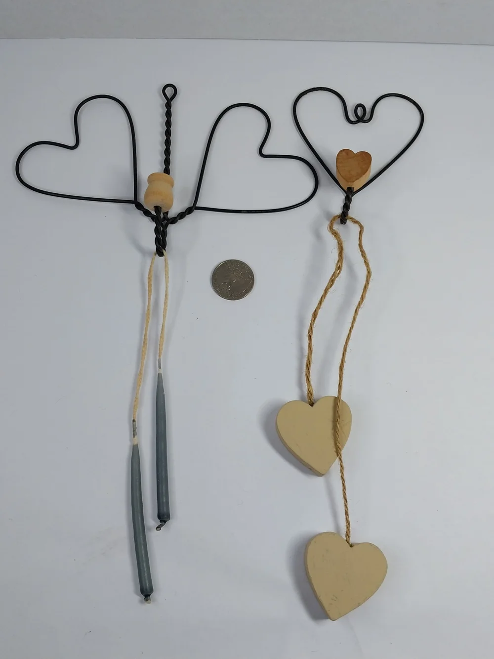 Primitive Country Wire Metal Heart Ornaments Rustic Farmhouse Cottagecore Lot
